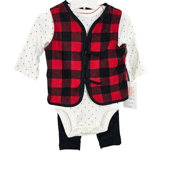 Carter's Other - 💎428 Carter's Baby 3-Piece Buffalo Check Little Vest Set